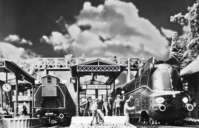 Modelleisenbahn - Imageaufnahme in Schwarz-Weiß